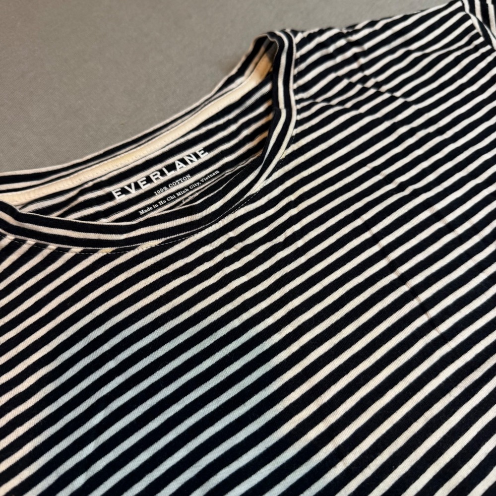 Everlane Striped T-Shirt Dress Black White 100 Cotton Short Sleeve Midi Small